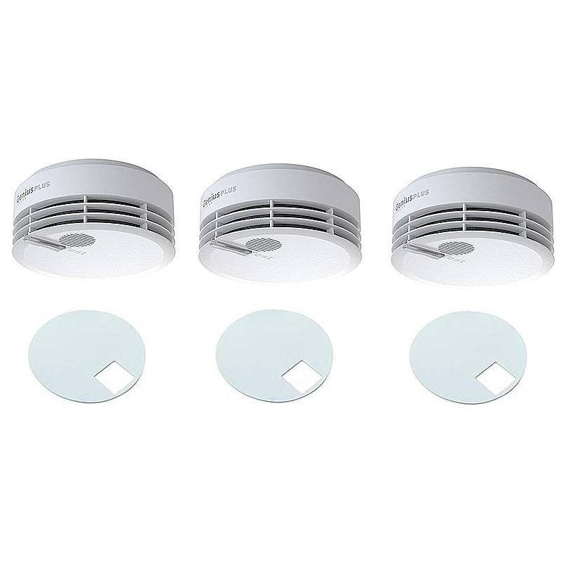 3er Hekatron Genius Plus Rauchmelder + Klebepad, RAUCHMELDER-SET - Modell: Genius Plus | Set-Inhalt: 3x Rauchmelder | n