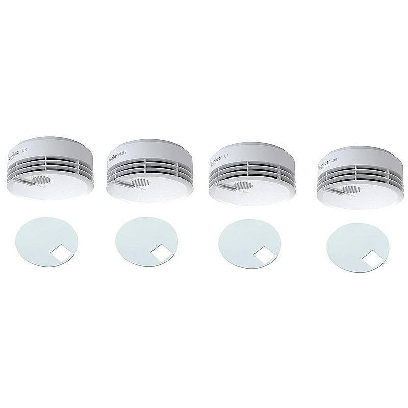 4er Hekatron Genius Plus Rauchmelder + Klebepad, RAUCHMELDER-SET - Modell: Genius Plus | Set-Inhalt: 4x Rauchmelder, 4x