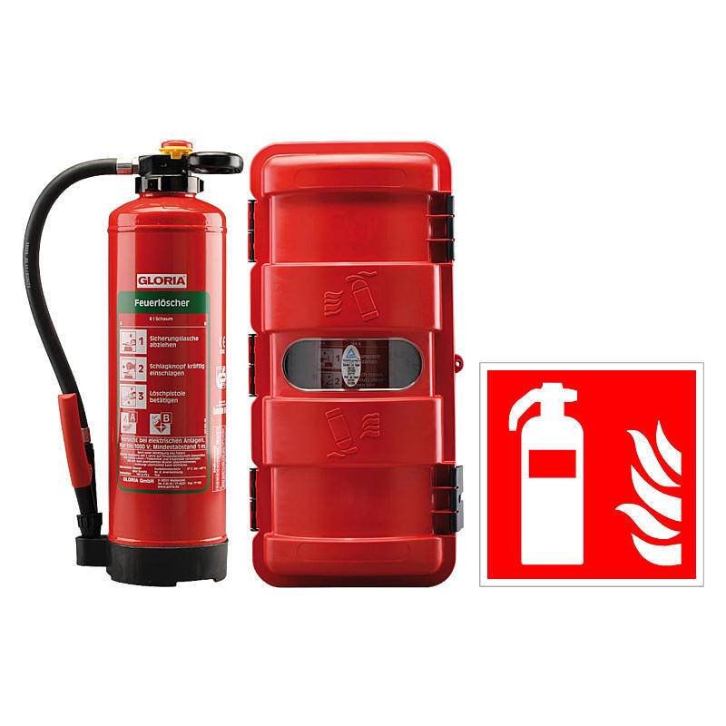 GLORIA Löscher SKA+6PRO fluorfrei, Bigbox + Schild, Set-Inhalt: Wandhalterung, Warnschild, Feuerlöscher, Bigbox | FEUER