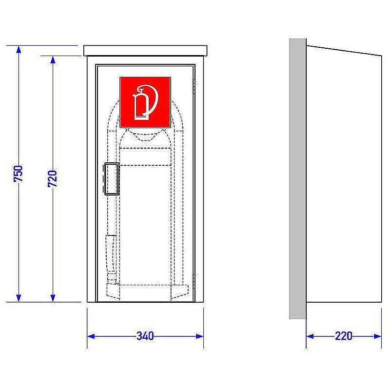 GLORIA Löscher P12 PRO + WS-FL-12 Kasten + Schild, Set-Inhalt: Wandhalterung, Warnschild, Feuerlöscher, Schutzschrank f