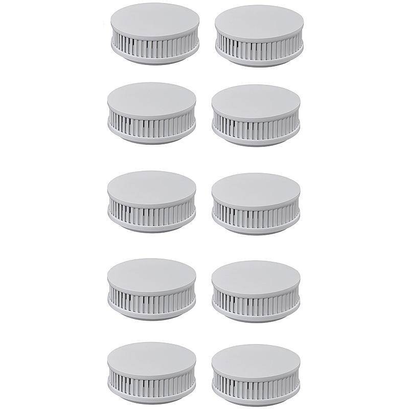 10er Set Pyrexx PX-1C Funk-Rauchmelder+ Klebepad, RAUCHMELDER-SET - Modell: PX-1C | Set-Inhalt: 10x Rauchmelder, 10x Ma