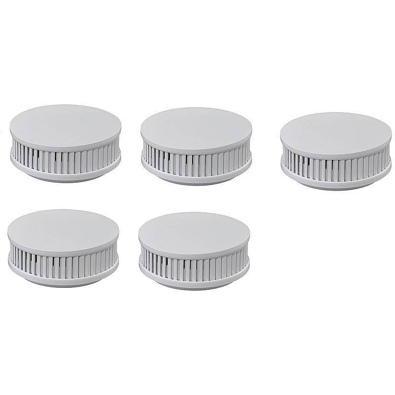 5er Pyrexx PX-1 V3-Q Rauchmelder + Klebepad weiß, RAUCHMELDER-SET - Modell: PX-1 | Set-Inhalt: 5x Rauchmelder, 5x Magne