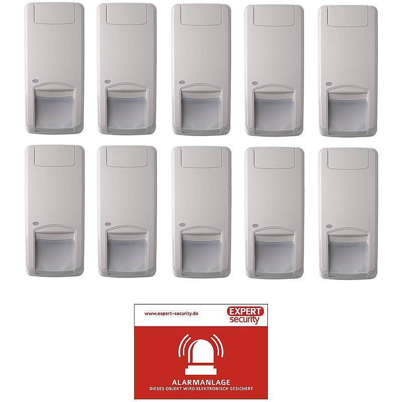 10er BW-Melder-Set Aritech DD1012-N PIR/MW VdSB, professioneller VdS-B Dual-Bewegungsmelder für sensible Objektbereiche