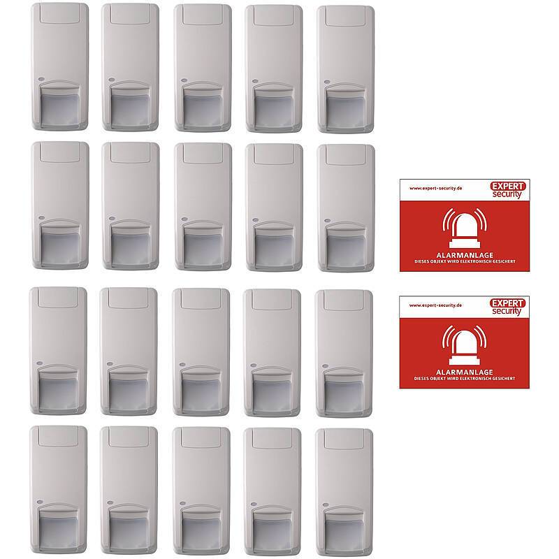 20er BW-Melder-Set Aritech DD1012-N PIR/MW VdSB, professioneller VdS-B Dual-Bewegungsmelder für sensible Objektbereiche