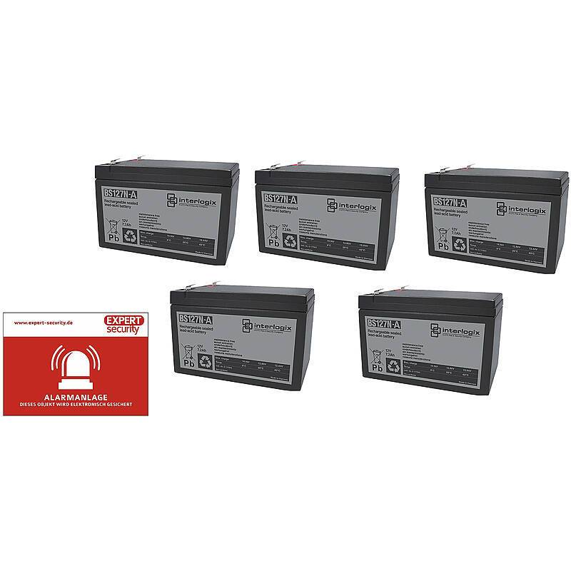 5er Set Akku Aritech BS127N-A 12 Volt/7,2 Ah, Set, Akku, Zubehörartikel | nach Richtlinien:VdS
