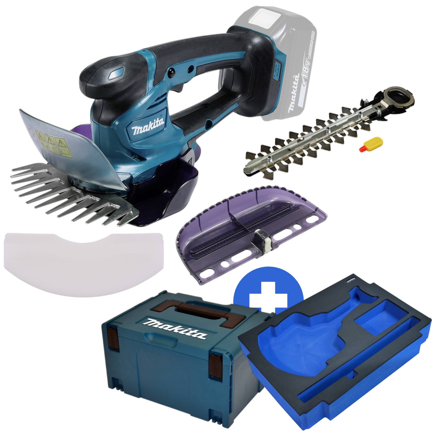 Makita Akku-Grasschere 18V DUM604SZ + SCHWÄBLE® Schaumseinlage + MAKPAC