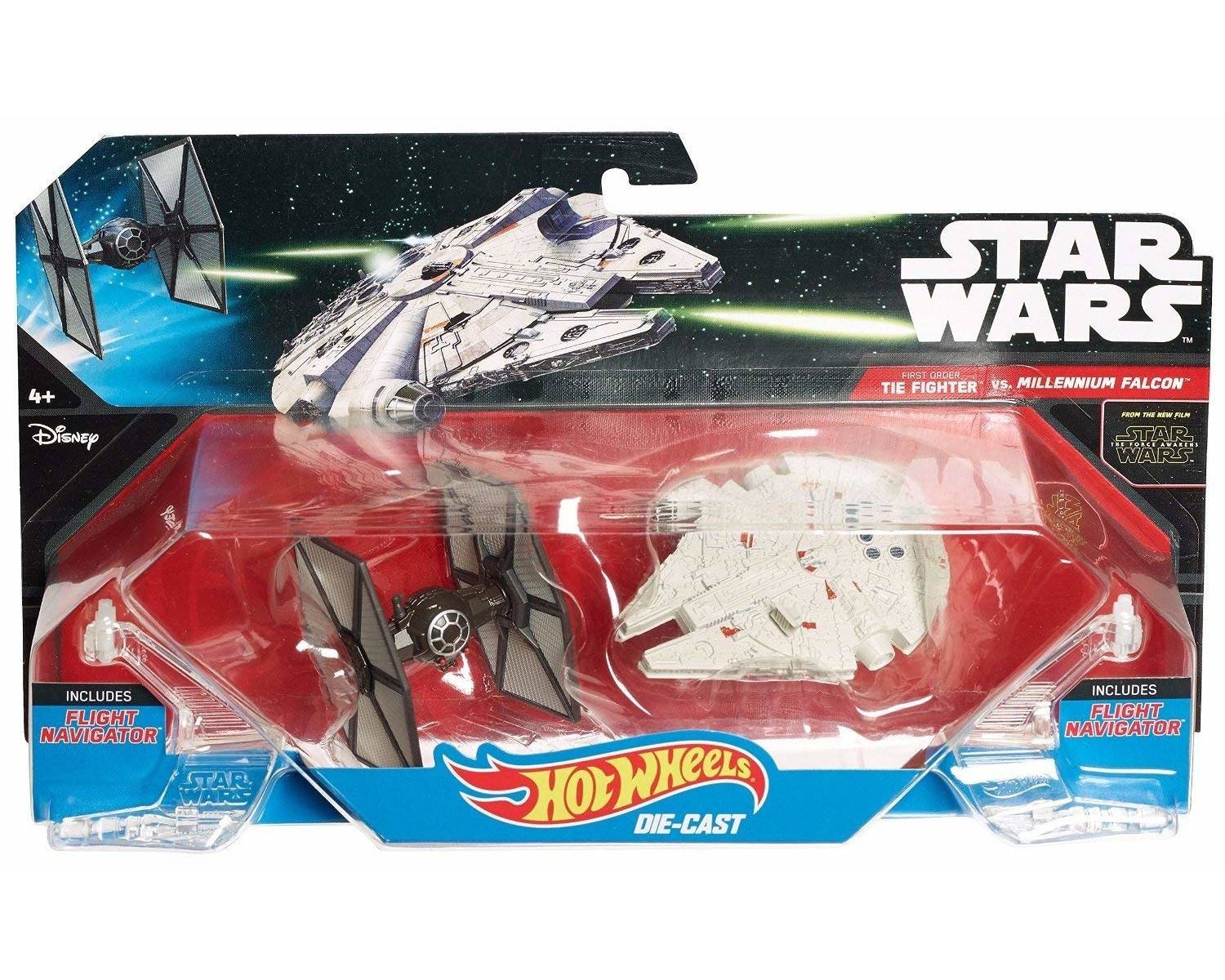 Mattel - Hot Wheels Star Wars "Tie Fighter vs. Millennium Falcon" (2er Pack) Raumschiff Flugzeug