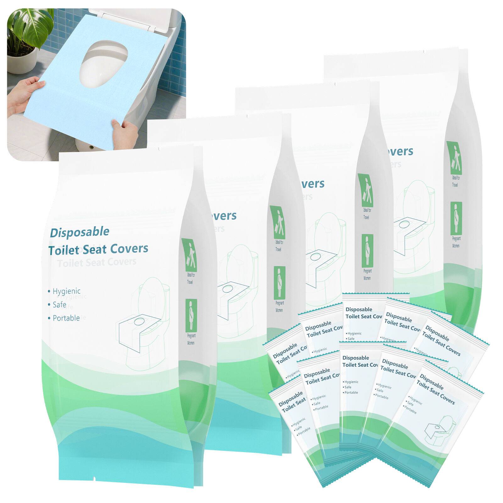 40 Stück Einweg-Reisesicherheit Toilettensitzbezug Mattenkissen Verpackt 60x40cm