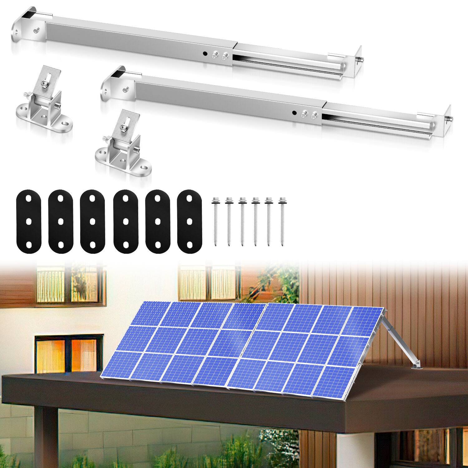 Balkonkraftwerkhalterung 2er Set ,Solar- & PV-Montagesysteme , Verstellbare Solarpanel Halterung für PV-Anlagen,0°-60°