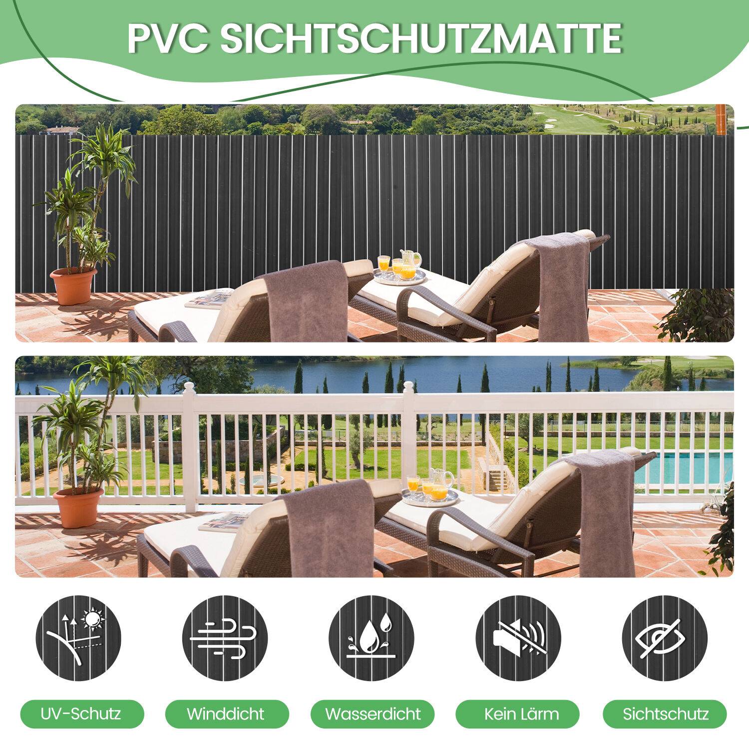 Sichtschutzmatte Balkonsichtschutz , Sichtschutzzaun, 80*50cm Grau,Wetterfest Verstärkt Sichtschutz, Dekorativer Kunststoffzaun für, Garten, Balkon