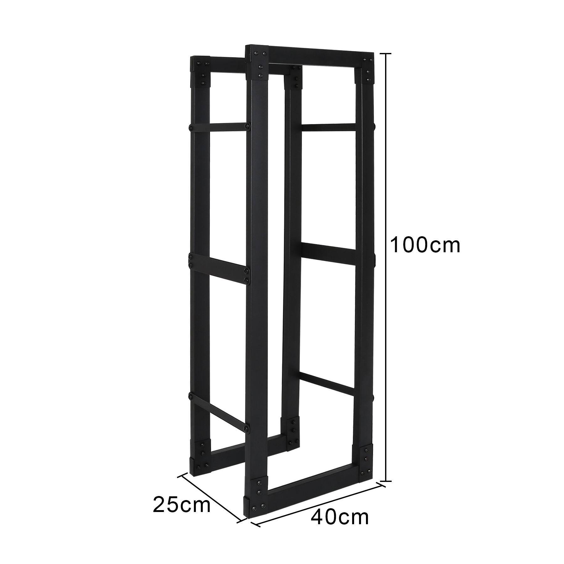 kaminholzregal Metall Brennholzregal innen außen für Feuerholz Holzlager Kaminholzständer Schwarz 100 x 40 x 25 cm
