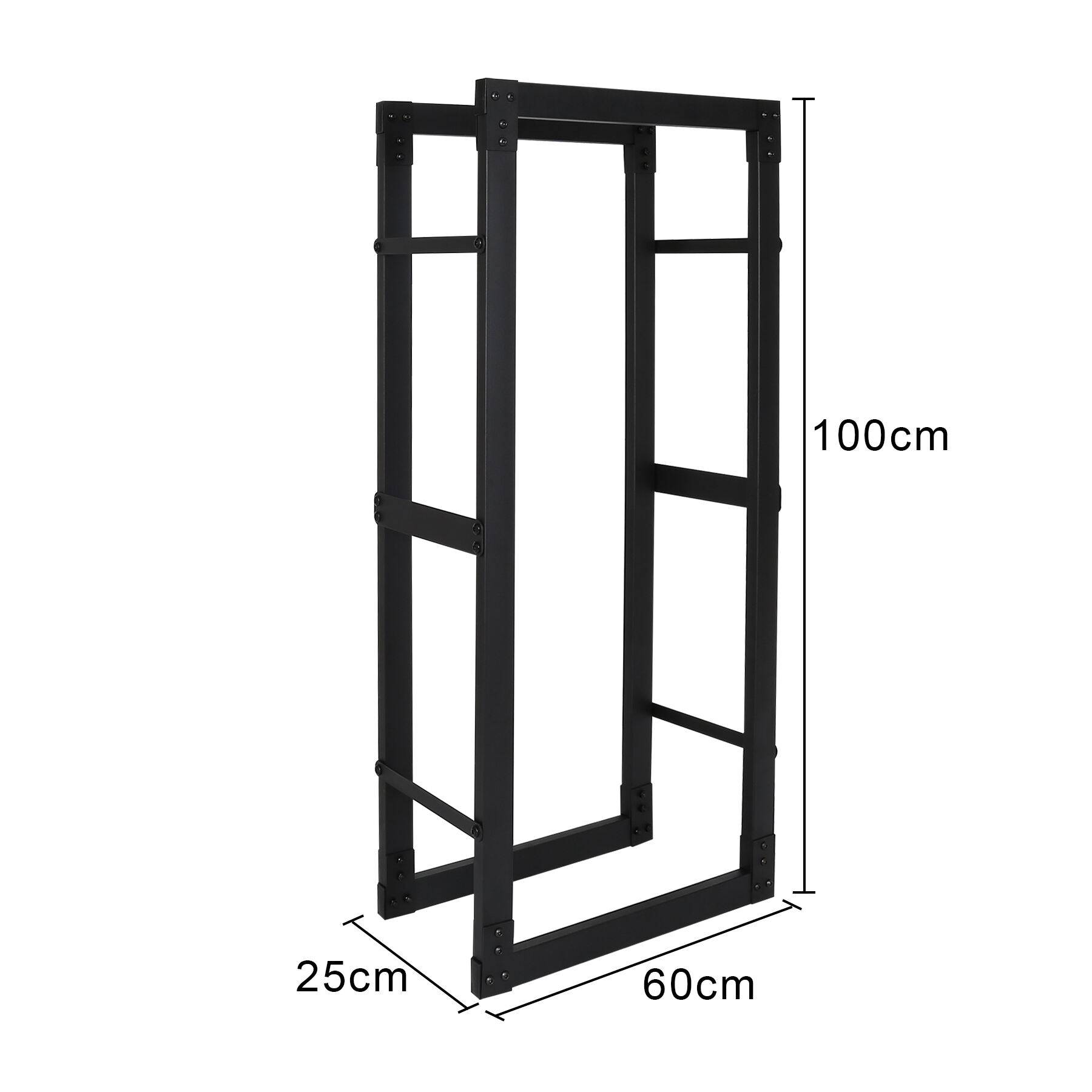 kaminholzregal Metall Brennholzregal innen außen für Feuerholz Holzlager Kaminholzständer Schwarz 100 x 60 x 25 cm
