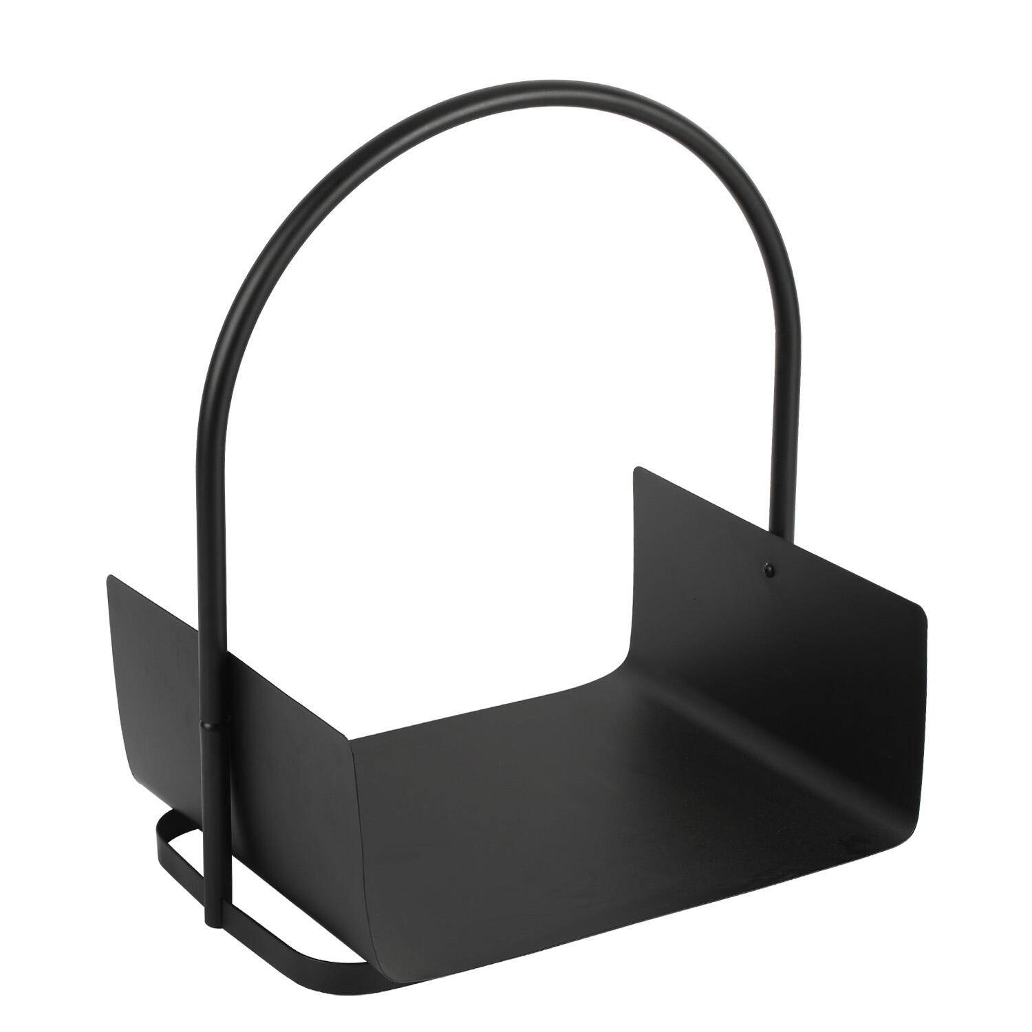 Kaminholzregal U-förmig Holzkorb Brennholzständer schwarzes Metall L40*W30*H50CM