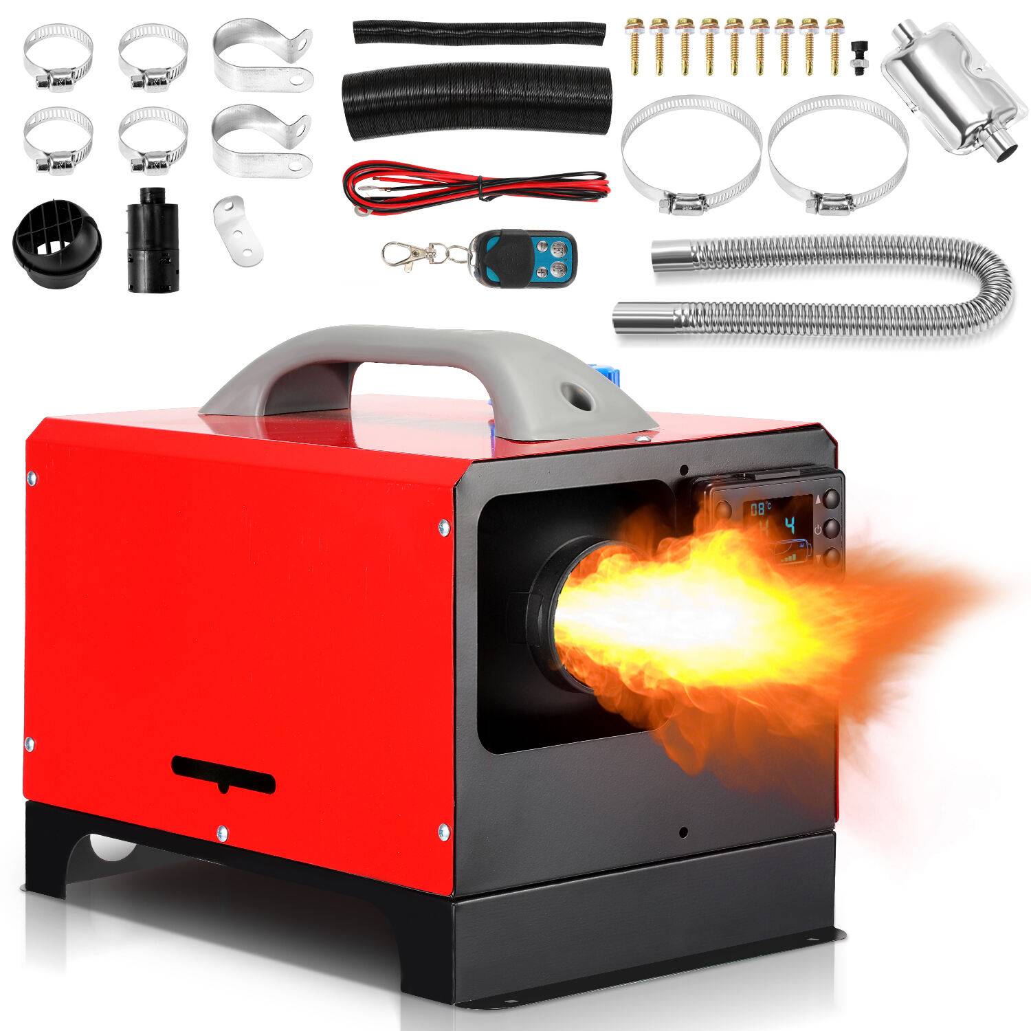 12V 8KW Diesel Standheizung Integration Air Diesel Luftheizung Luft Dieselheizung LCD mit Schalldämpfer für Auto PKW LKW Wohnmobil mit Fernbedienung