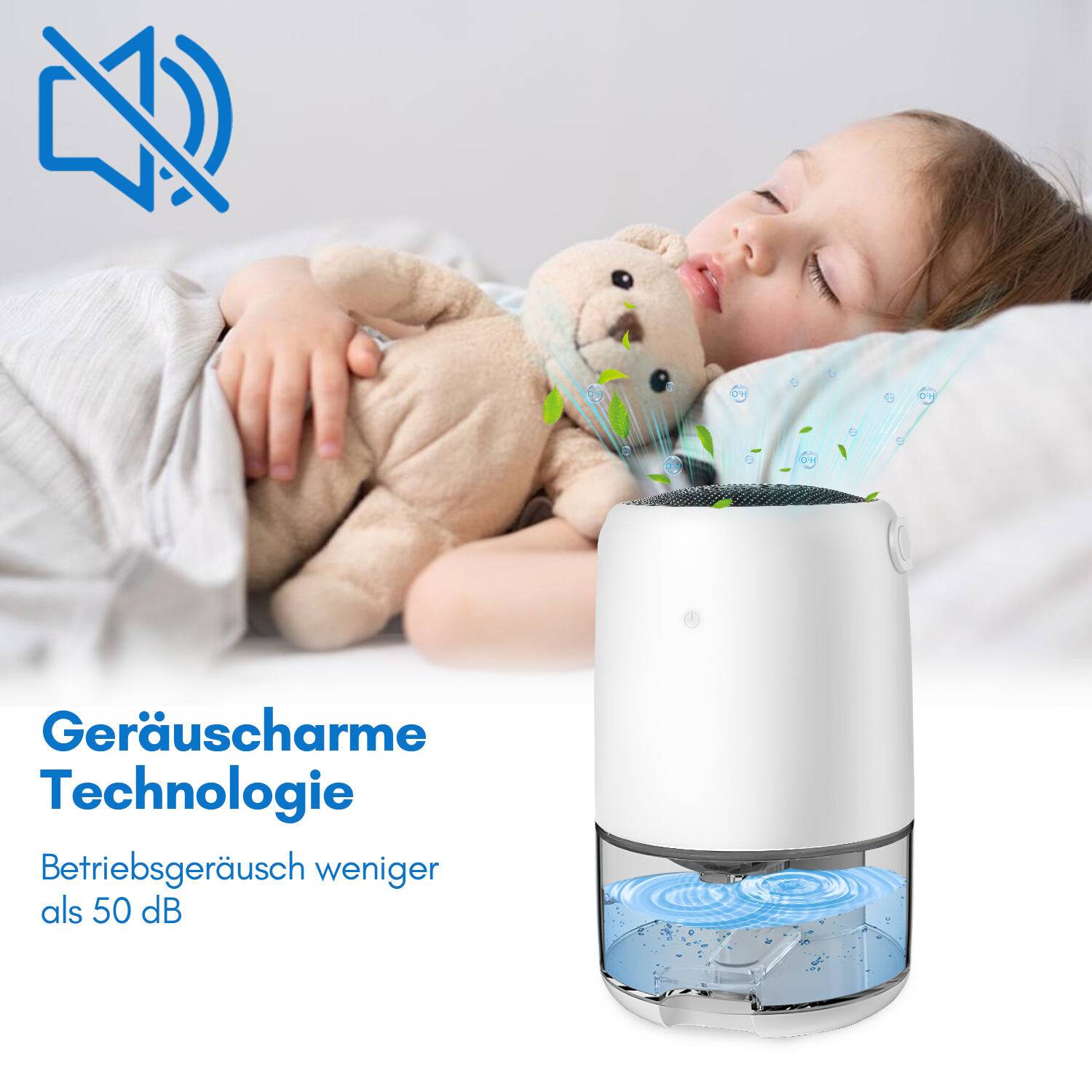 Luftentfeuchter Raumentfeuchter Luftbehandlung Badezimmern 1100ml Dampf leiser