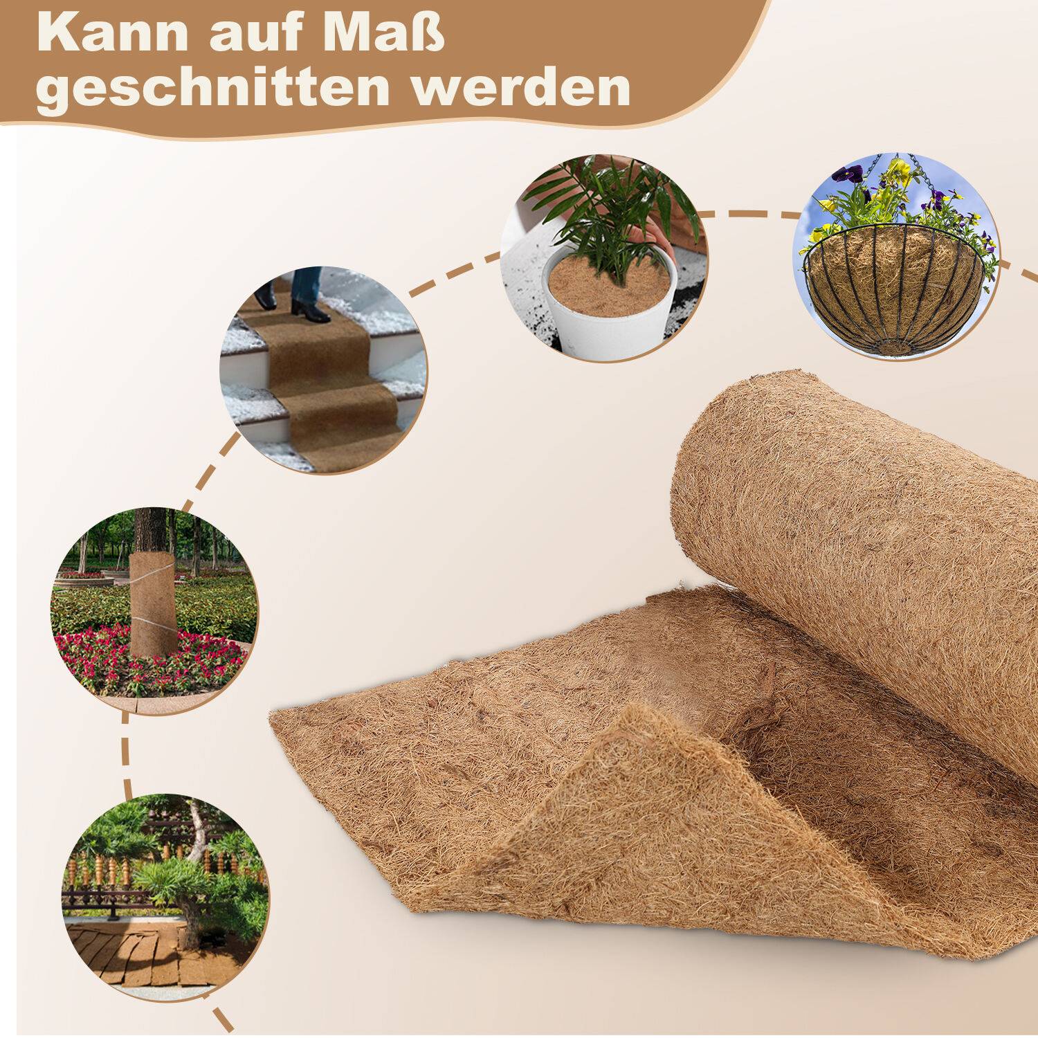 5m Kokosmatte Winterschutz Böschungsmatte Kokosfasermatte 1200g/m² 0,5m breit Winterschutz und Kälteschutz für Pflanzen
