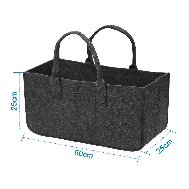 Filzkorb 6 Stück Filztaschen für kaminholz Kaminholztasche Faltbar 50x25x25CM Dunkelgrau