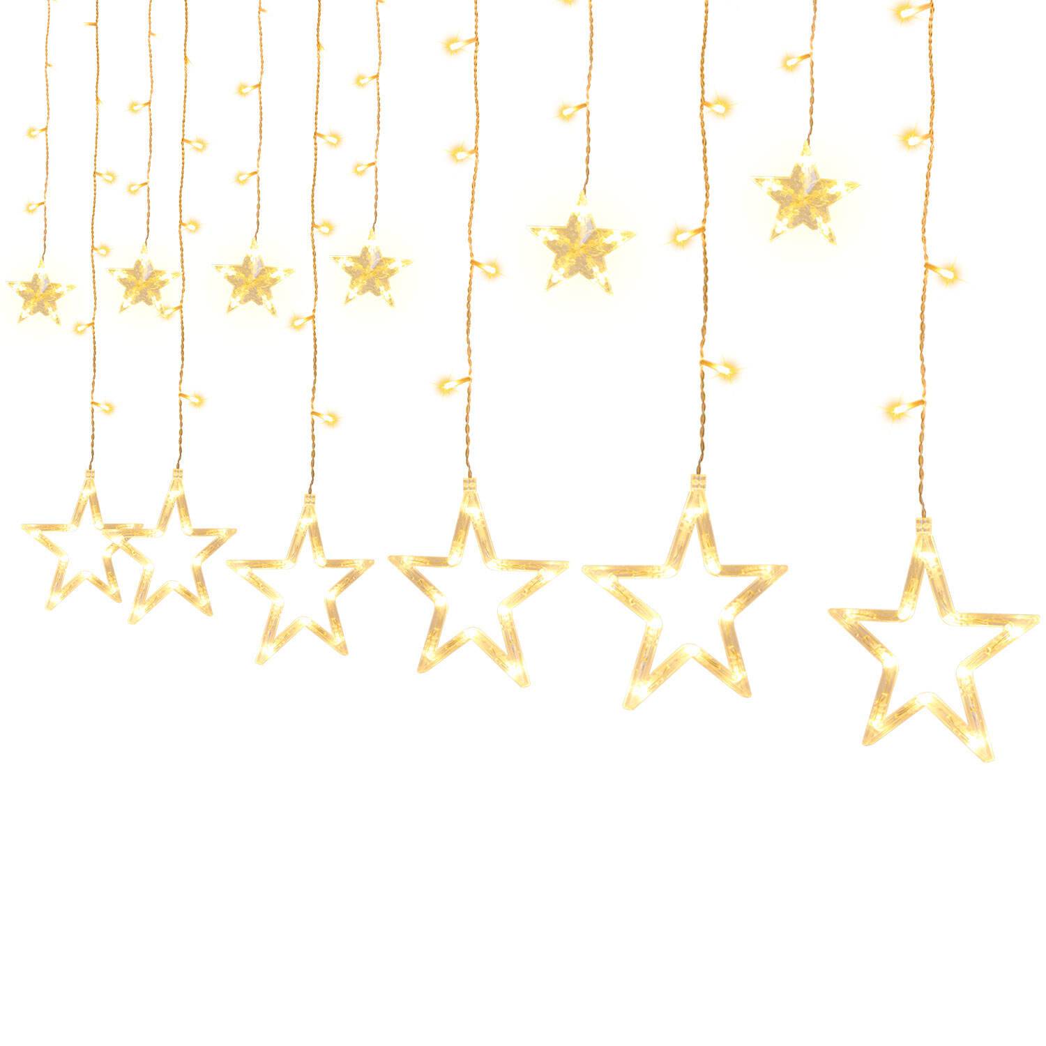 LED Lichterkette Sterne Lichtervorhang 12 Sterne Lichterkette 8 Beleuchtungsmodi Innen Party Fenster Garten Hochzeit Weihnachten Deko, Warmweiß