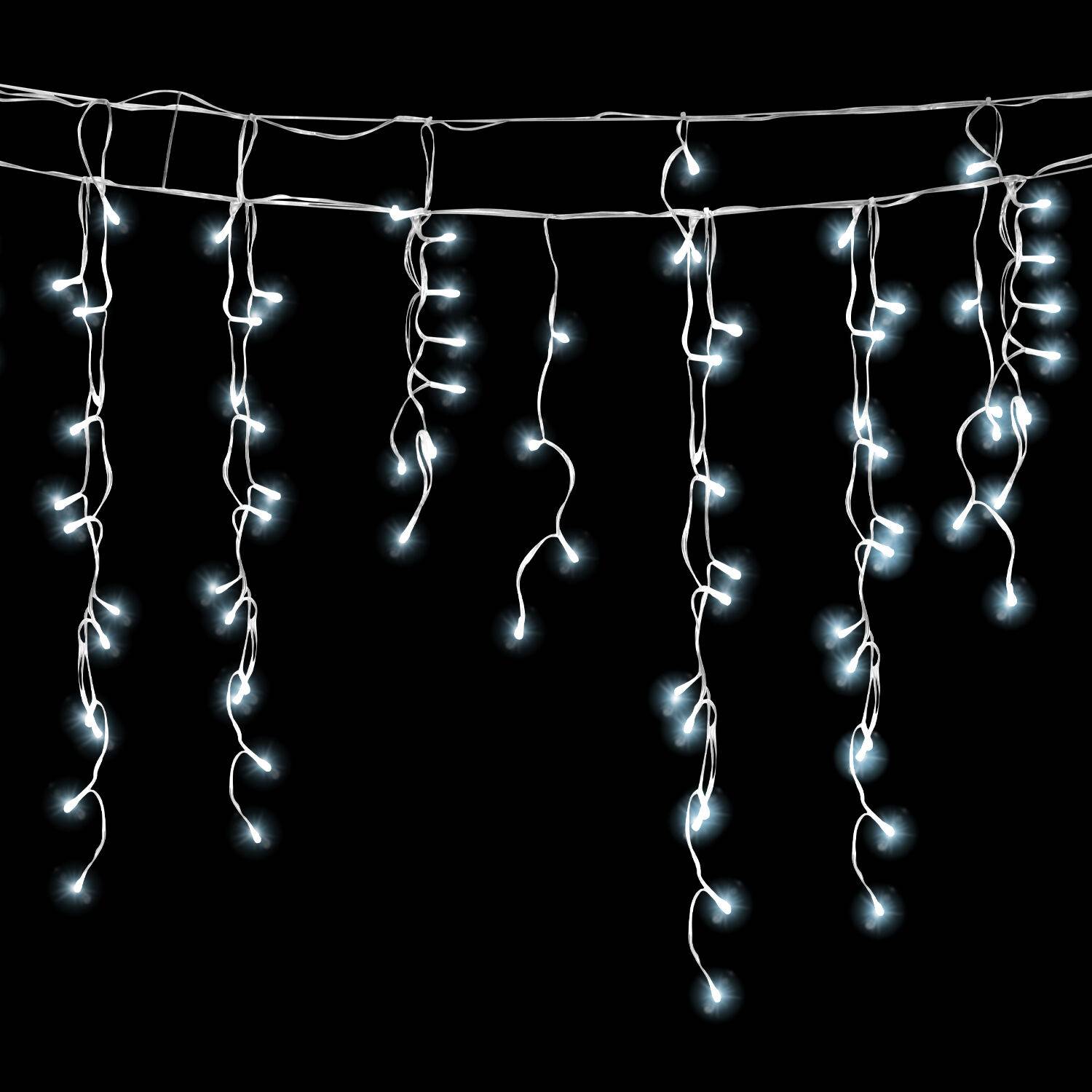 5M LED Eisregen Lichterkette Außen Innen Lichtervorhang 200 LEDs Eiszapfen Weihnachtsbeleuchtung 8 Modi Weihnachtsdeko Party Garten Kaltweiß