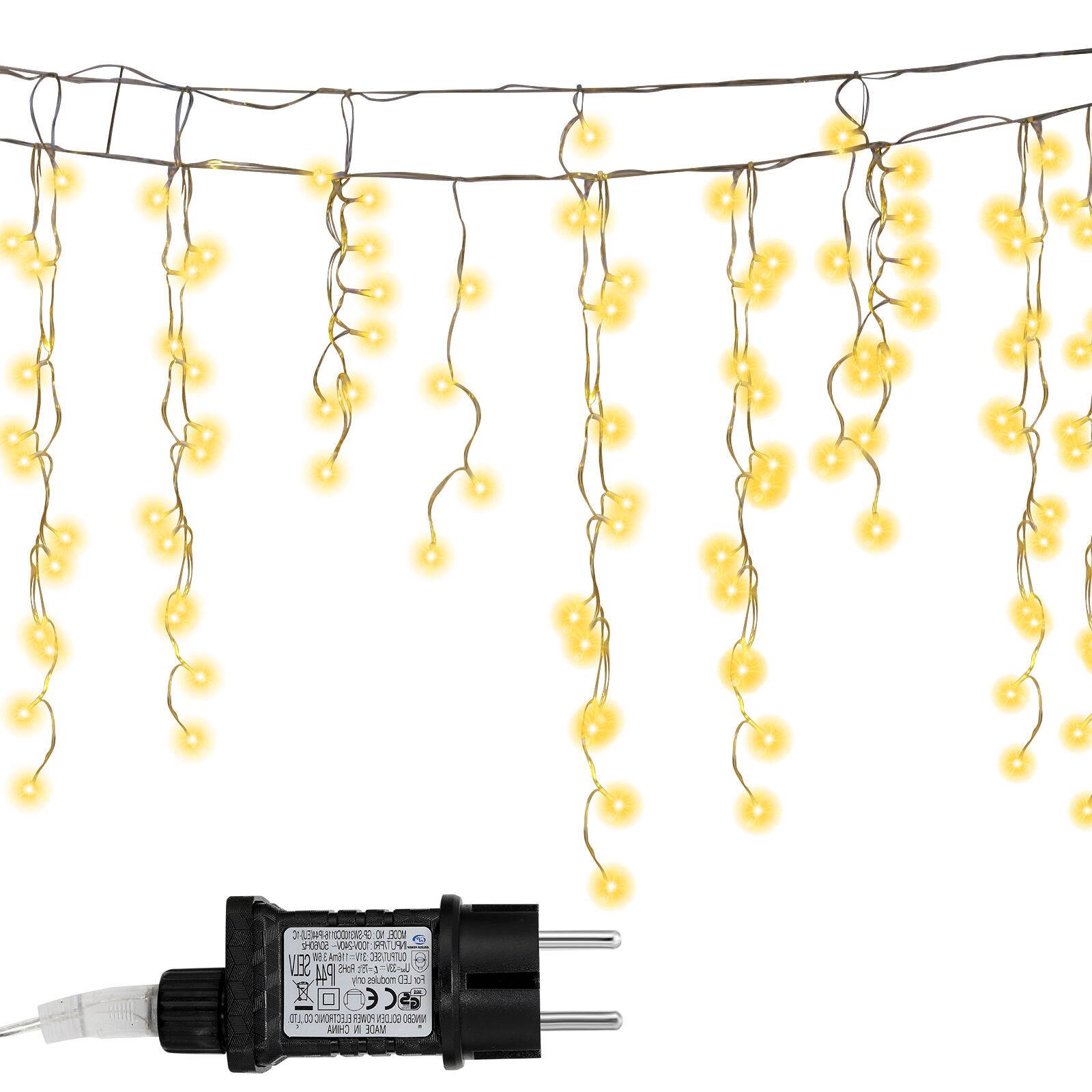 15M LED Eisregen Lichterkette Außen Innen Lichtervorhang 600 LEDs Eiszapfen Weihnachtsbeleuchtung 8 Modi Weihnachtsdeko Party Garten Warmweiß