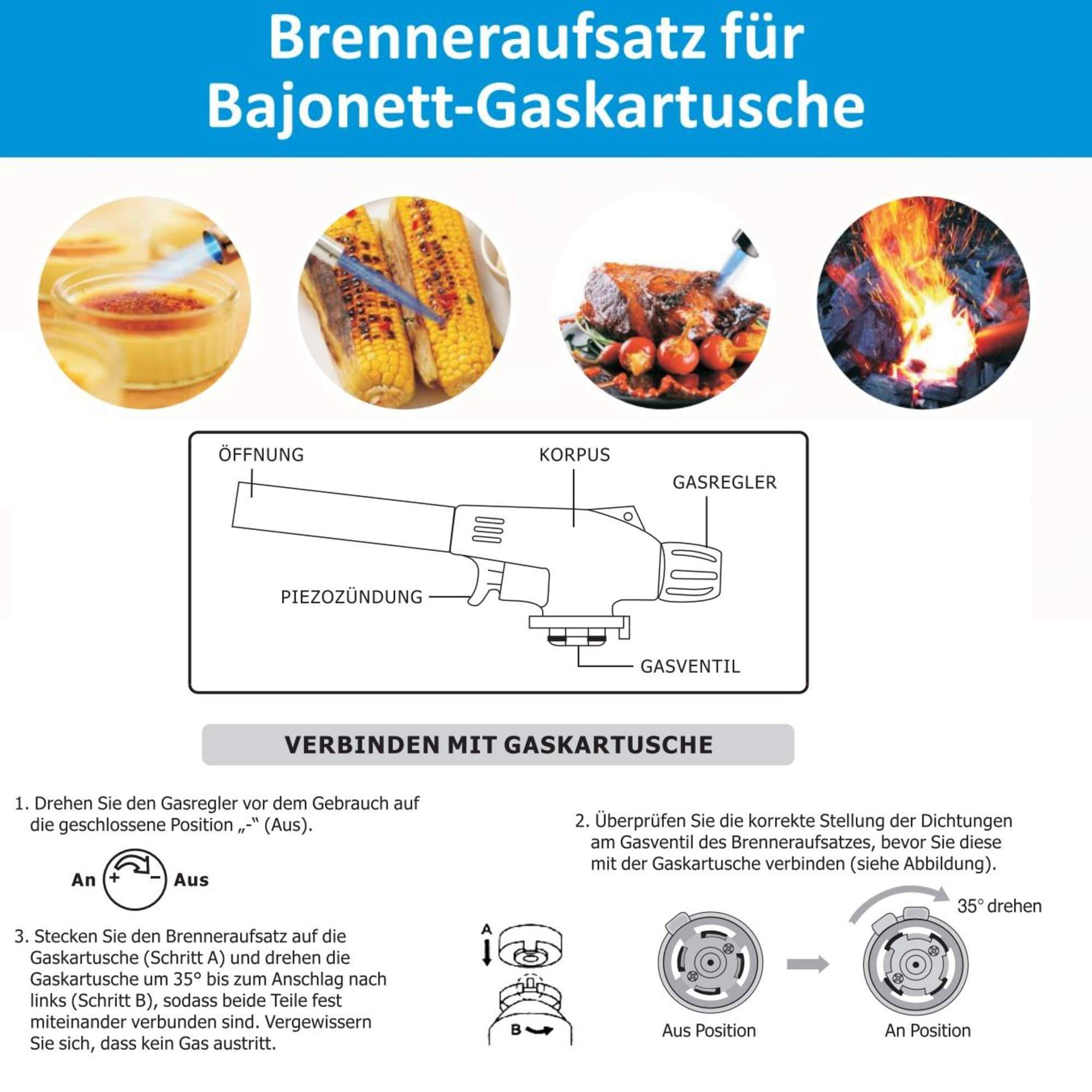 2x Küchenbrenner Flambierbrenner gas Bunsenbrenner für Creme Brulee Steak BBQ Nachtisch Fleisch Küche flambierer Gasbrenner Mini Flambiergerät nac