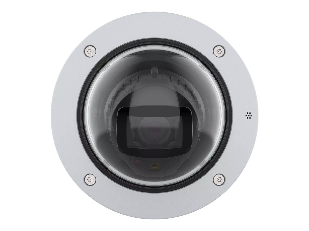 Deckenmontierte Sicherheitskamera mit einer Schutzhaube, entwickelt für Innenraumüberwachung, nach unten gerichtet.