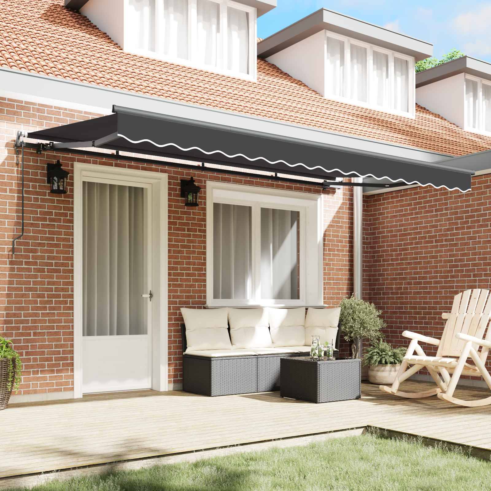 vidaXL Einziehbare Markise Anthrazit 350 x 200 cm Stoff