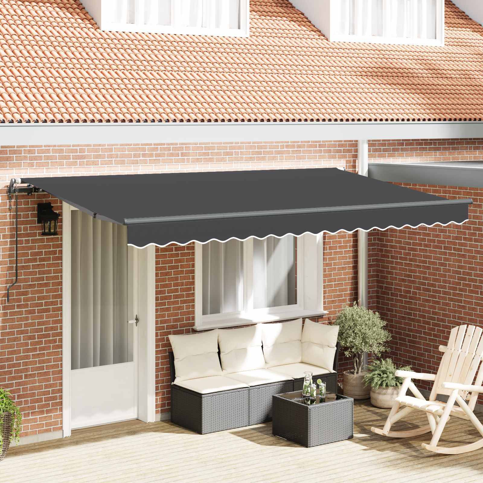 vidaXL Einziehbare Markise Anthrazit 350 x 200 cm Stoff