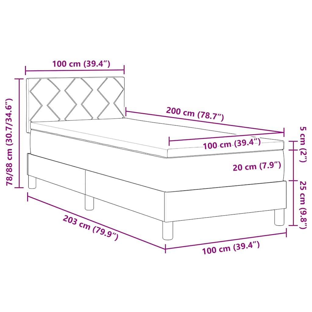 vidaXL LED Boxspringbett mit LED-Lichtleisten Rosa 100 x 200 cm Samt