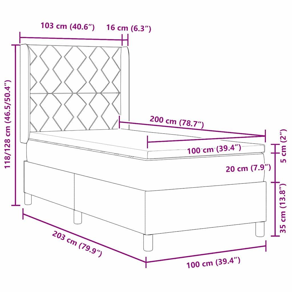 vidaXL Boxspringbett mit Kopfteil Dunkelgrün 100 x 200 cm Samt