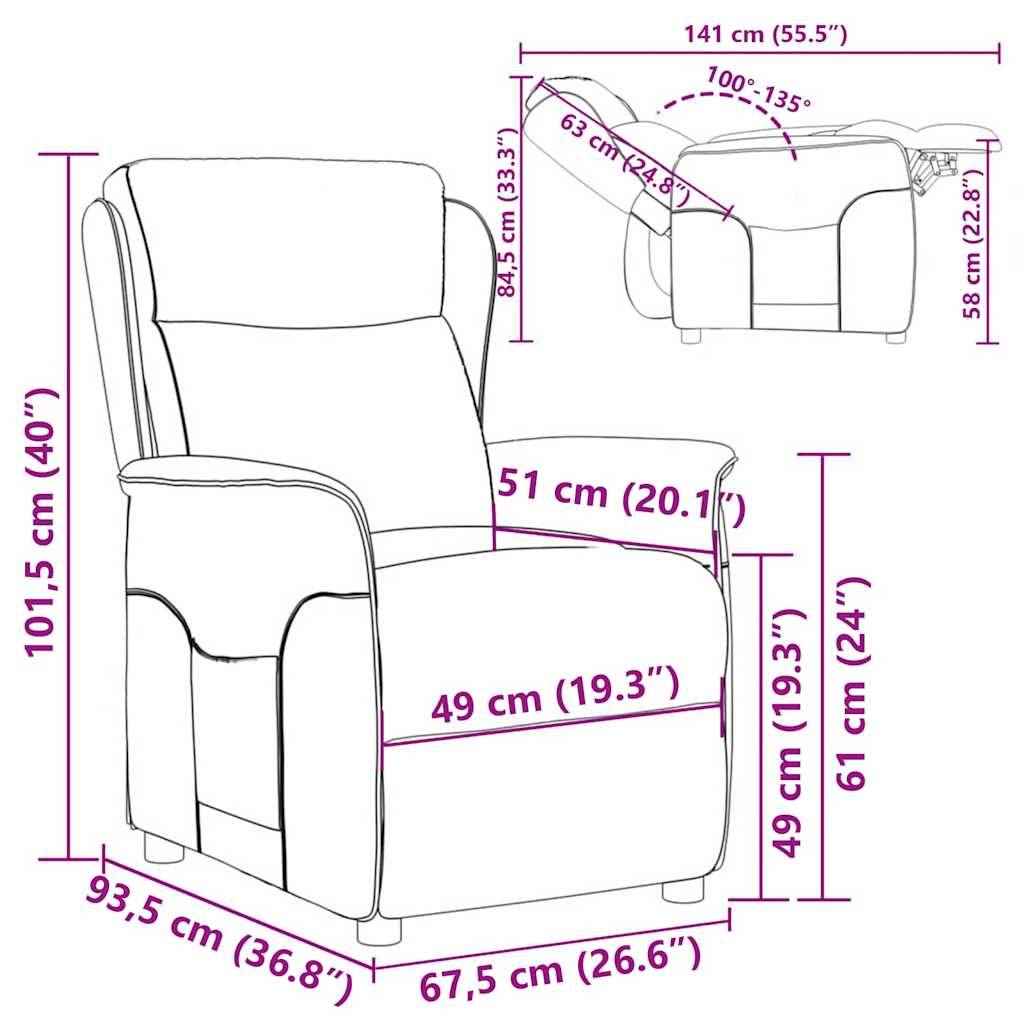 vidaXL Liegestuhl Taupe 66,5 x 94 x 101,5 cm Polyester