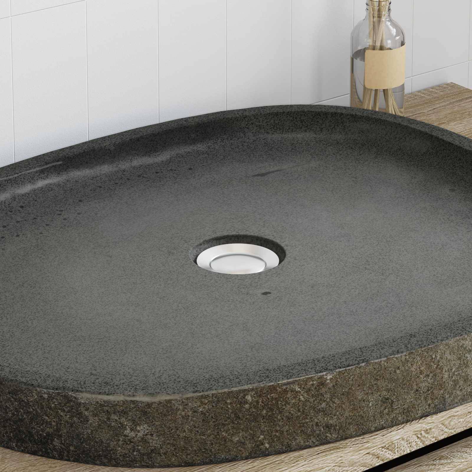 vidaXL Waschbecken Grau 65 x 50 x 6 cm Flussstein