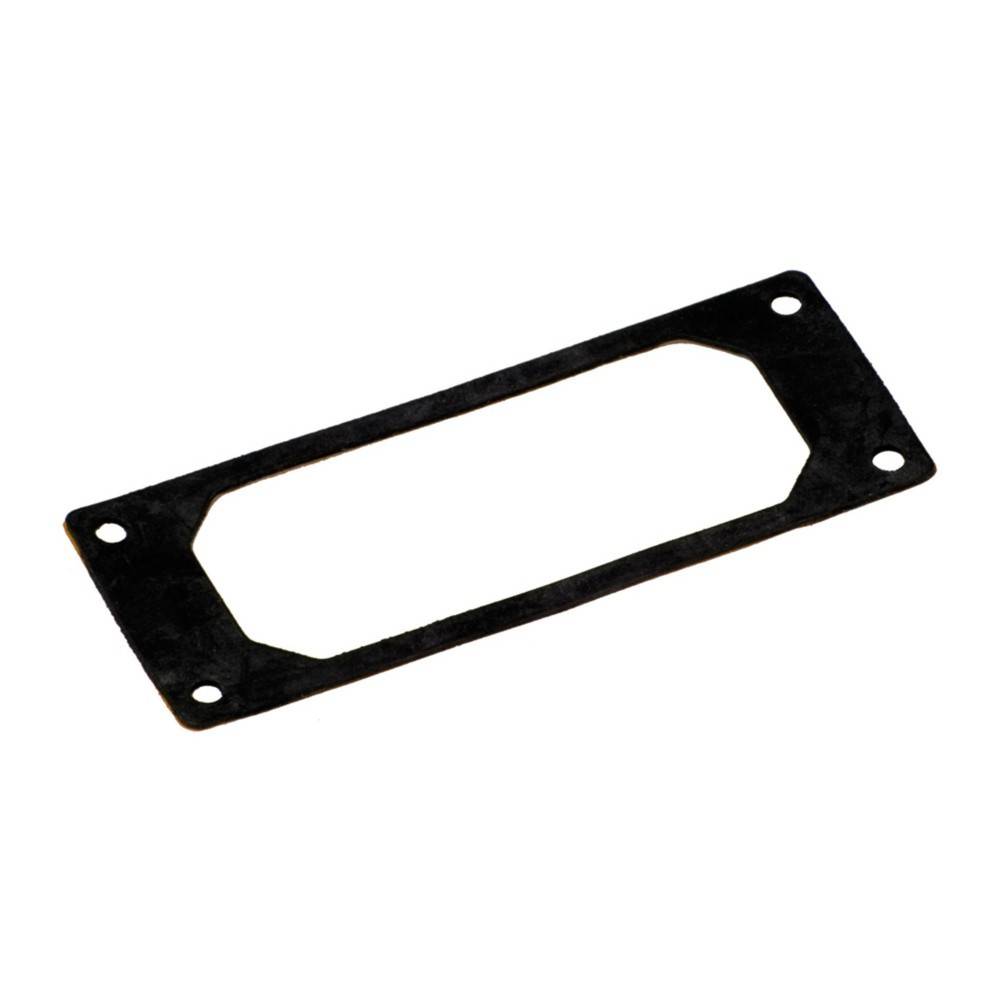 Eine rechteckige Gummidichtung mit vier Löchern, je eines in jeder Ecke, die zur Abdichtung oder Verhinderung von Lecks in mechanischen oder sanitären Anwendungen verwendet wird.