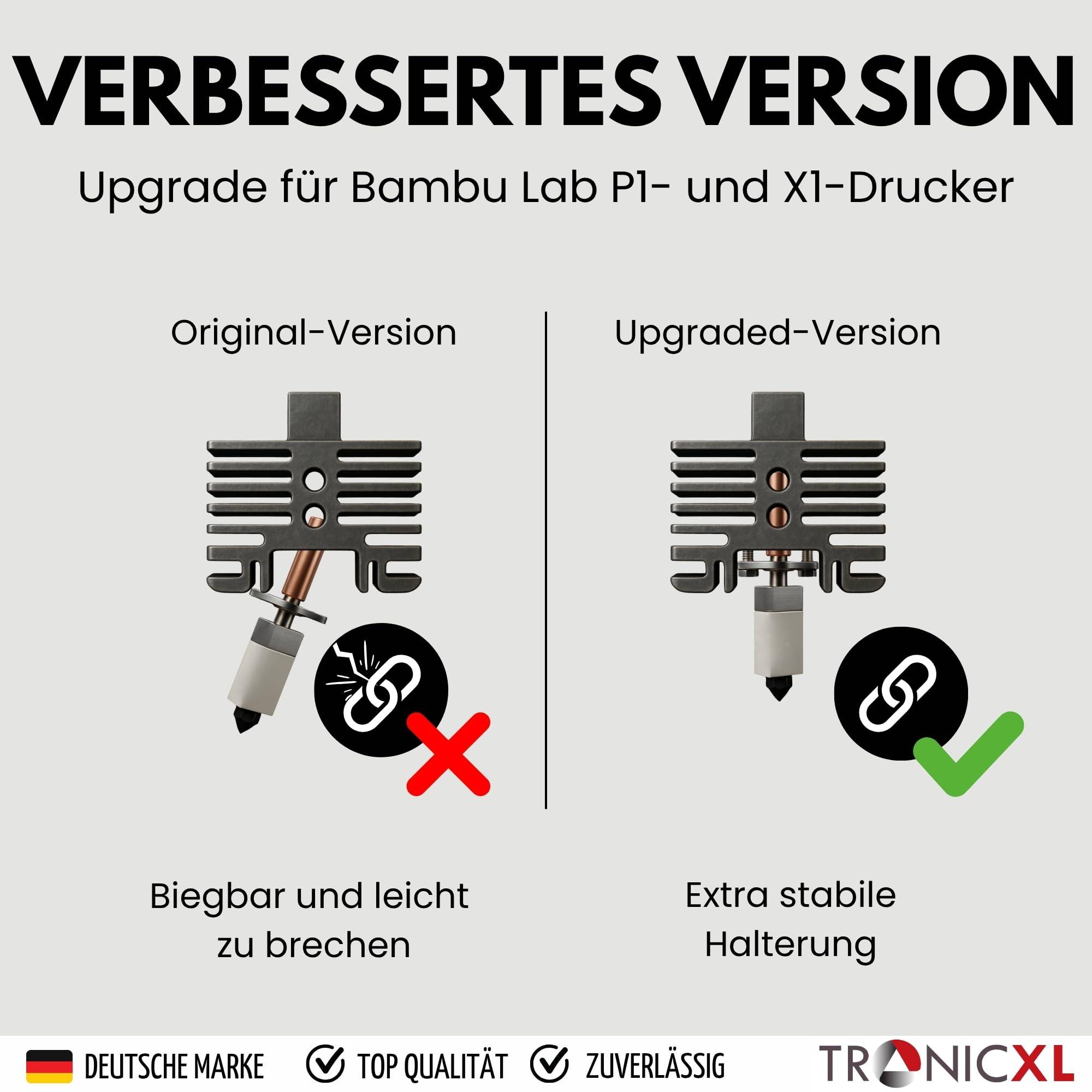 2 Hotend Kit 3.0 für Bambu Lab 3D-Drucker P1P P1S X1 X1C X1E Düse 0,4mm Heizblock Heating Block für Bambulab 3D-Druck Zubehör Ersatzteil Upgrade