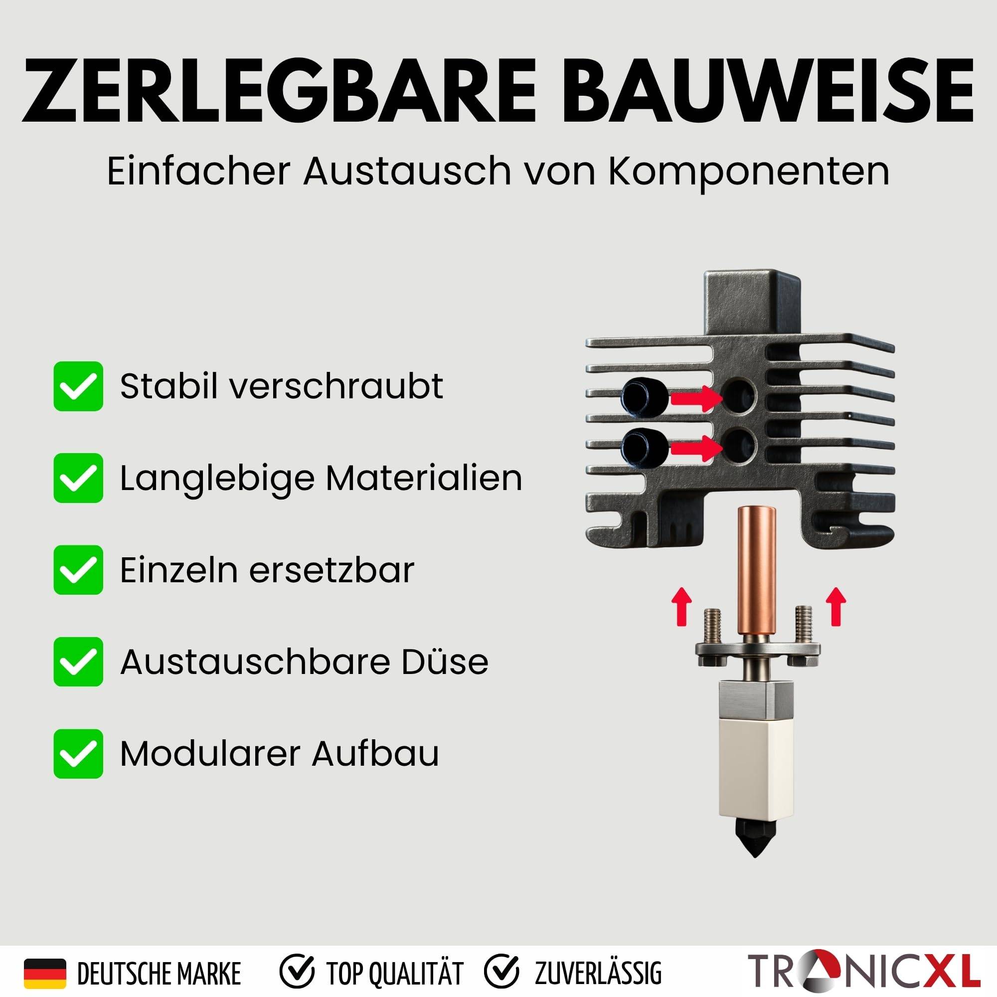 TR-Heat-Q1 Hotend Kit 3.0 für Bambu Lab 3D-Drucker P1P P1S X1 X1C X1E Düse 0,4mm Heizblock Heating Block
