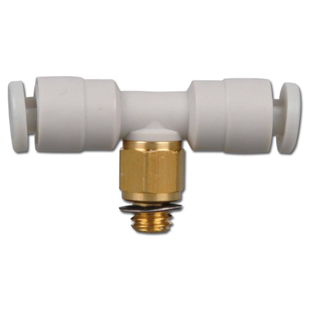 T-Einschraubverbindung KQ2T - Außengewinde M5 - Schlauch Außen-Ø 4 mm - bis 10 bar - PBT Körper mit POM Spannring und Druckring