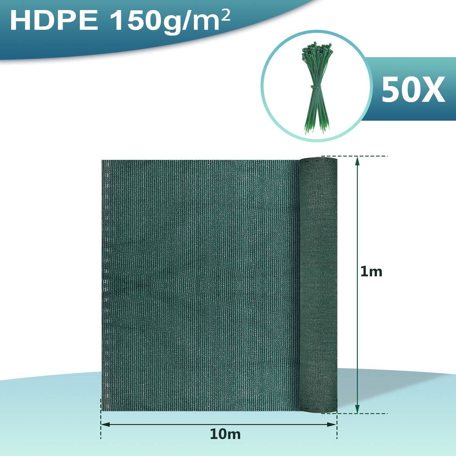 Zaunblende Tennisblende aus HDPE 150 g/m² Sichtschutz Zaunblend 1x10m dunkelgrün