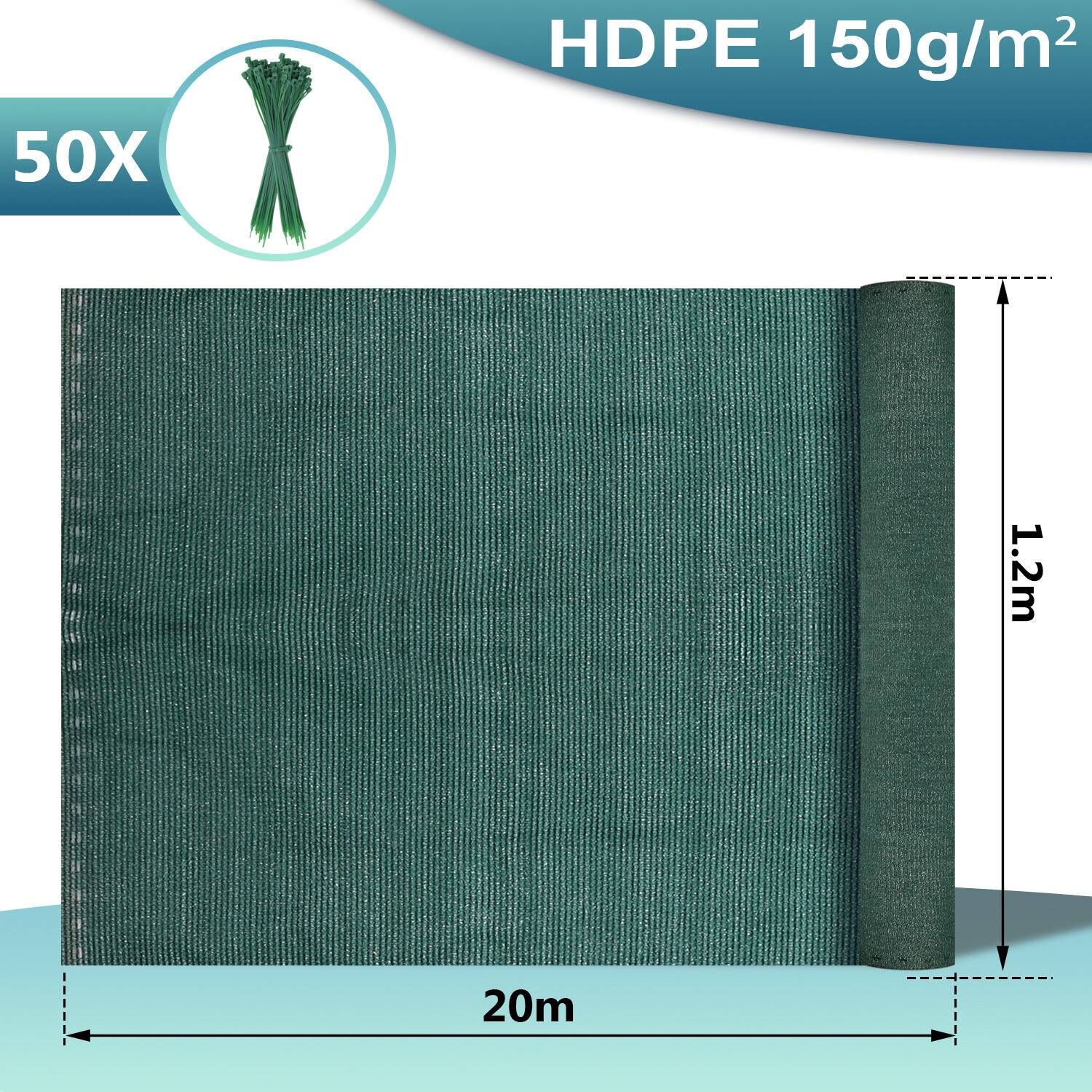 Garten-Sichtschutz Zaunblende HDPE 1.2*20m Dunkelgrün