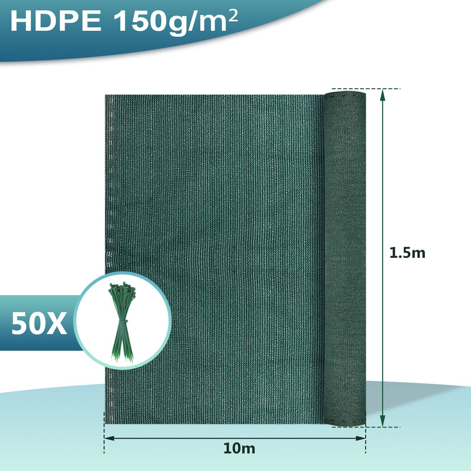 Zaunblende Sichtschutz - Tennissichtschutz Zaunblende Grün 1,5x10 m HDPE 150 g/m²