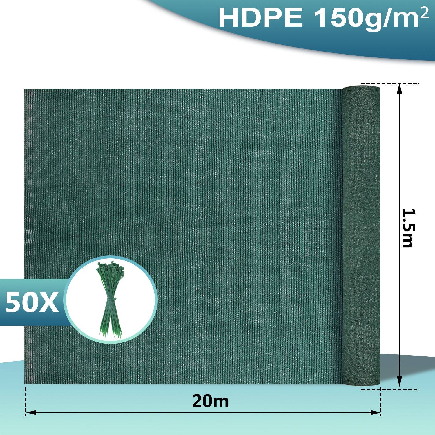 Garten-Sichtschutz Zaunblende HDPE 1.5*20m Dunkelgrün