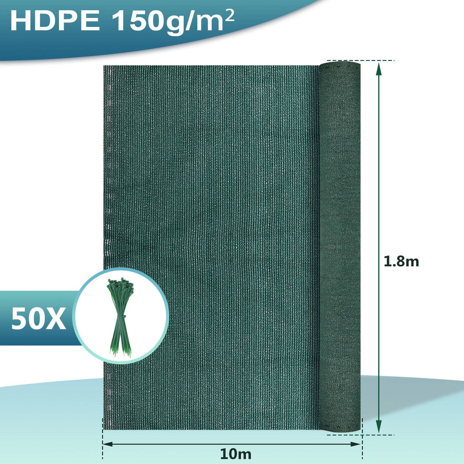 Zaunblende Tennisblende aus HDPE 150 g/m² Sichtschutz Zaunblend 1.8*10m dunkelgrün