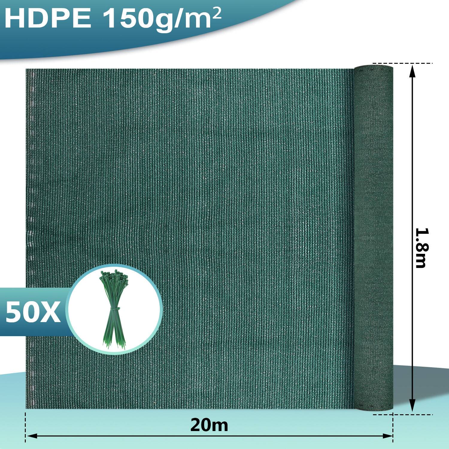 Garten-Sichtschutz Zaunblende HDPE 1.8*20m Dunkelgrün