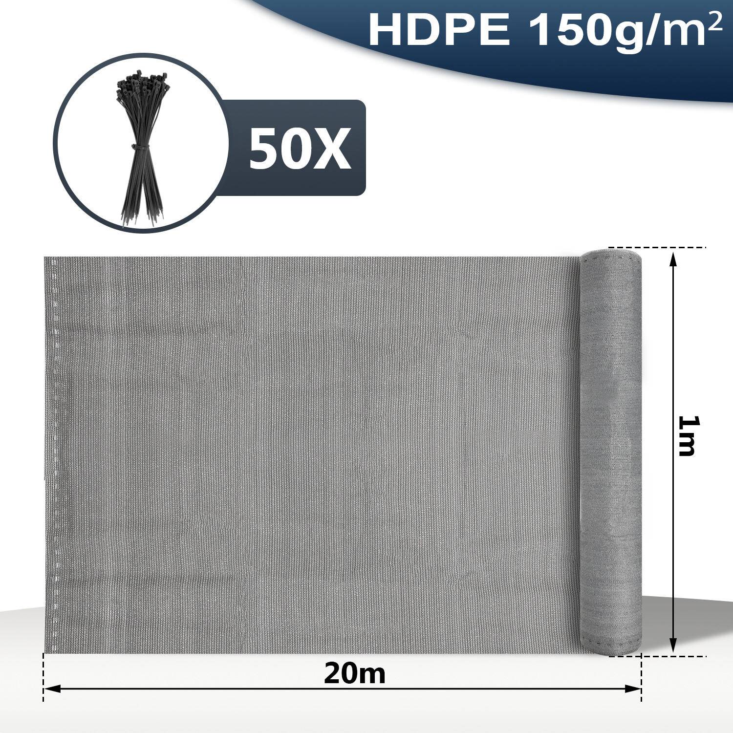 Garten-Sichtschutz Zaunblende HDPE 1x20m Grau