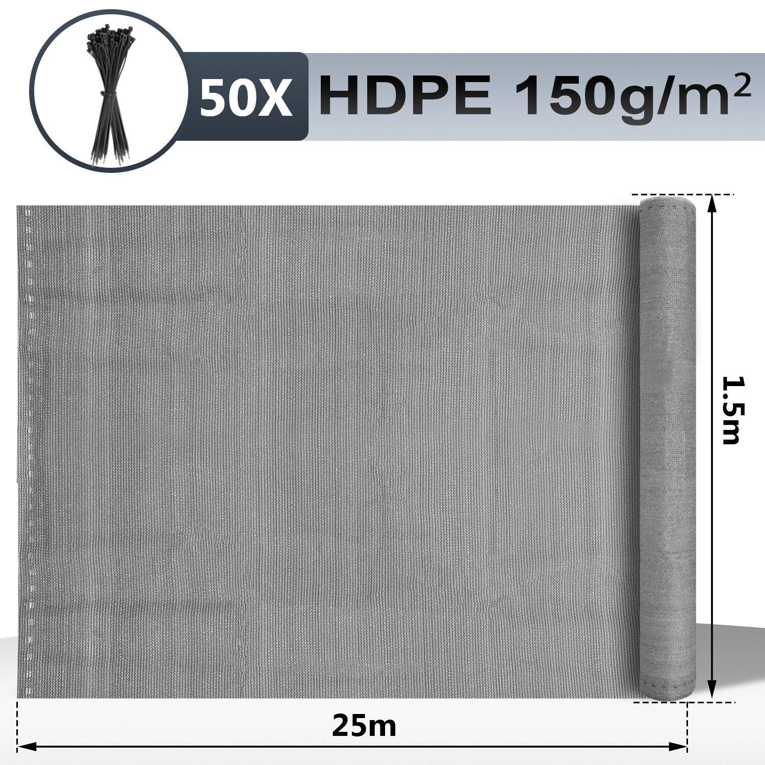 Garten-Sichtschutz Zaunblende HDPE-Zaunblende Sichtschutz 1.5*25m grau