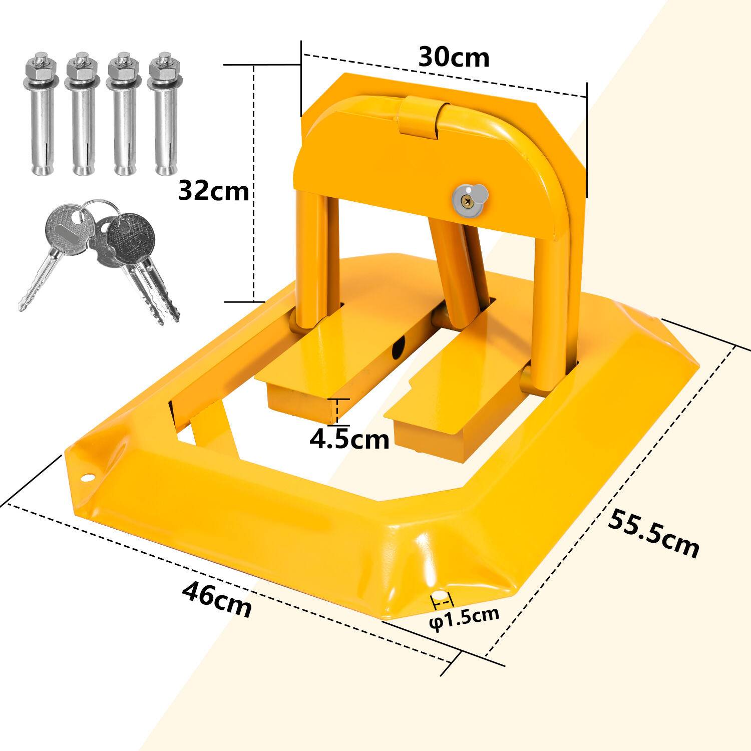 Absperrpfosten, Parkplatzsperre Klappbar universell,Parkpfosten Absperrung Kette,einschließlich 1 Set