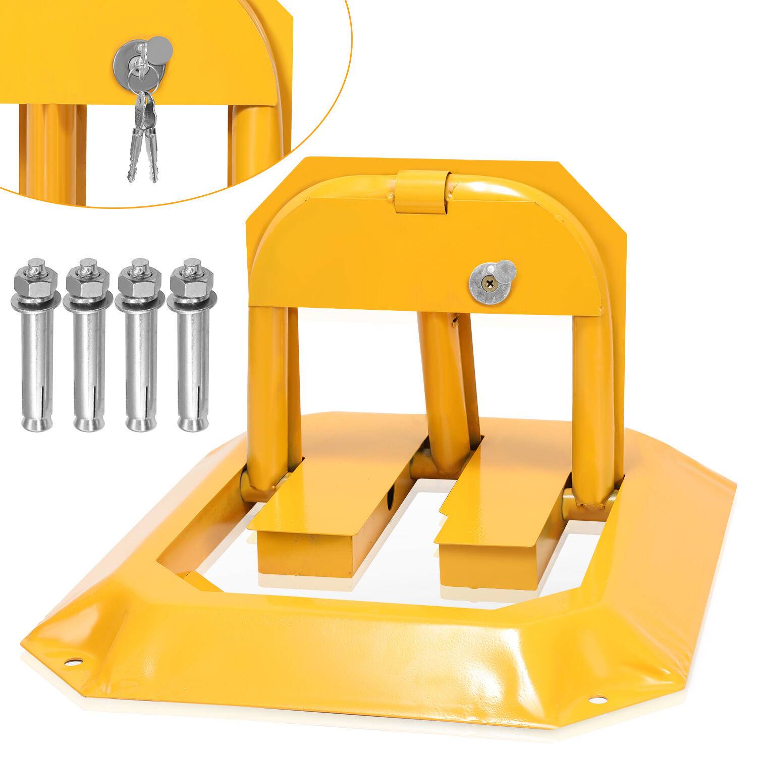 Absperrpfosten, Parkplatzsperre Klappbar universell,Parkpfosten Absperrung Kette,einschließlich 1 Set