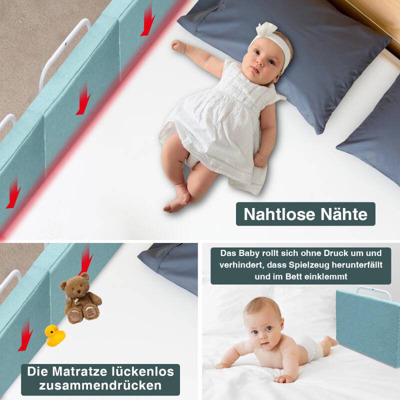 2X Rausfallschutz Bettschutzgitter, Bettgitter,60cm 5-Loch Höhenverstellbar , Kinderbettgitter für Familienbett und Kinderbett(120cm,Grau)