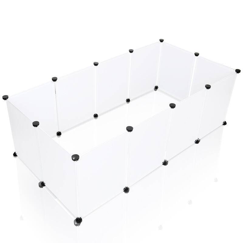 Freigehege Freilaufgehege 12 Stück 35x45 cm Leicht zu montieren Für Kaninchen Laufstall Modularer Zaunbau Weiß