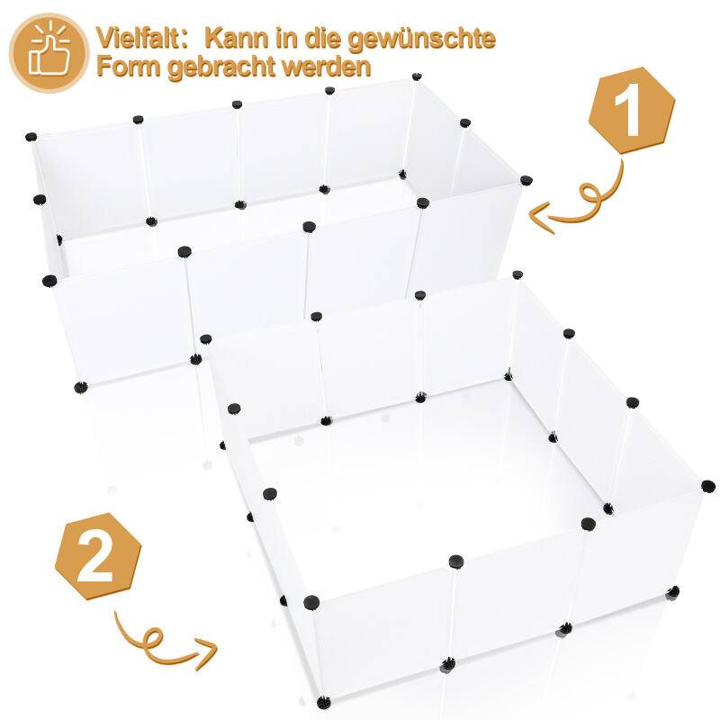 Freigehege Freilaufgehege Laufstall für Kleintiere, variabler Aufbau 12 Stück 35x45 cm Leicht zu montieren Weiß