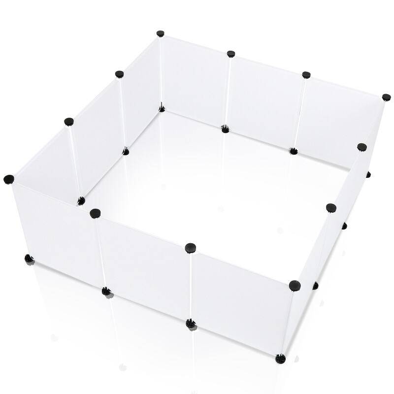 Freigehege Für Kaninchen Modularer Zaunbau Leicht zu montieren Laufstall Weiß 12 Stück 35x45 cm